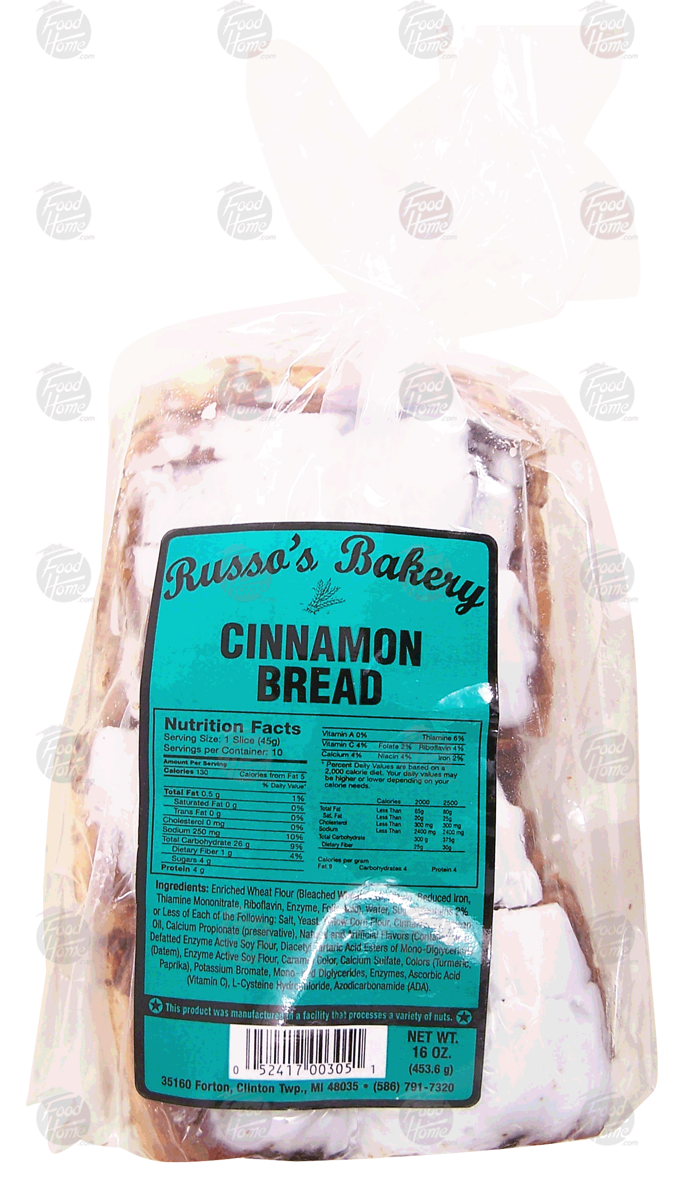 Russo's Bakery  cinnamon bread, sliced, white frosting coating Full-Size Picture